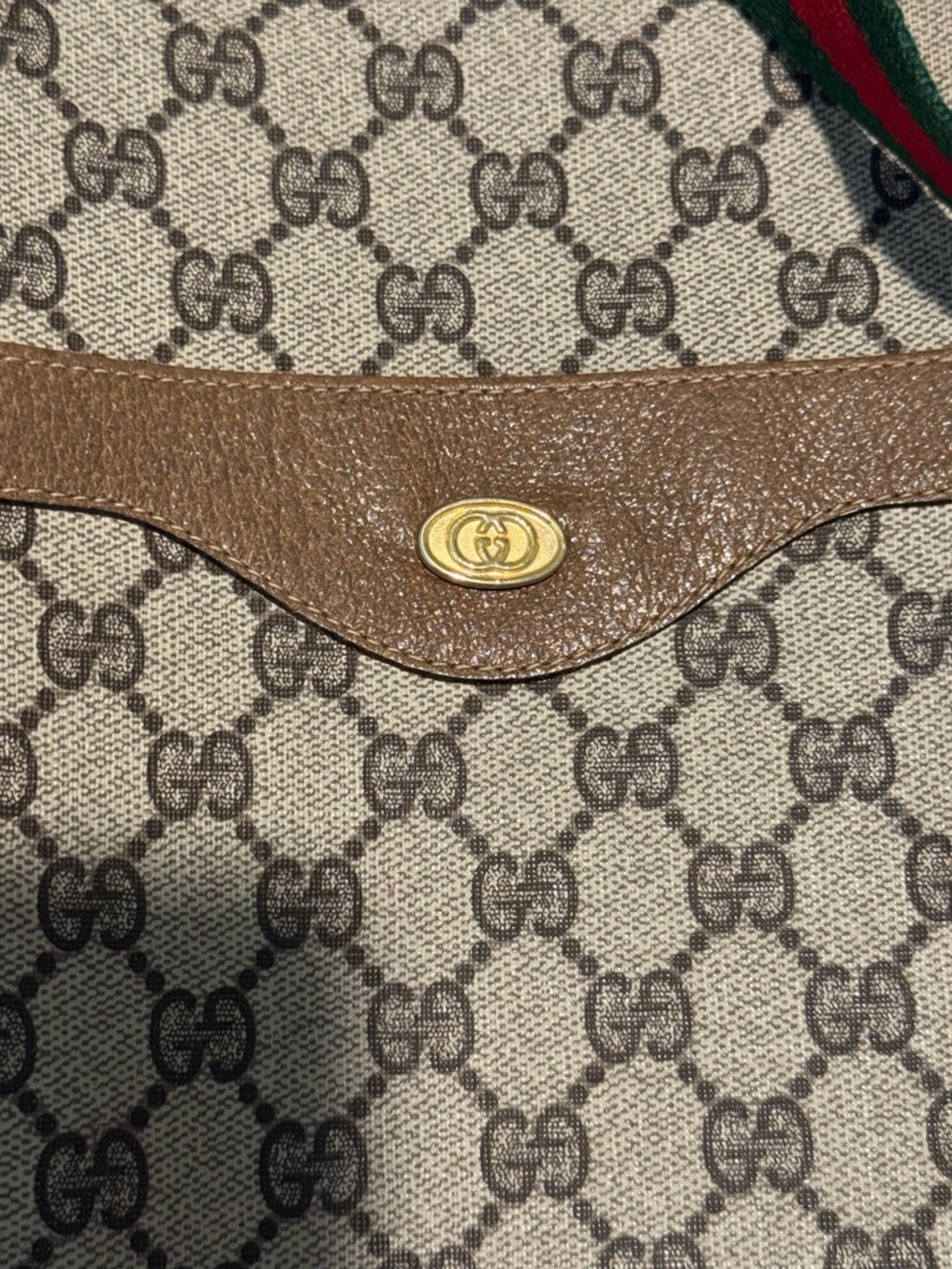 Preloved Gucci Plus GG Web Monogram Tote Bag Striped Handles Women - Picture 3 of 9